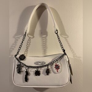 Ed Hardy shoulder crossbody Bag White with charms